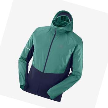 Salomon AGILE WIND WINDBREAKERS Kabát Férfi Fekete Zöld | HU 2358JPQ